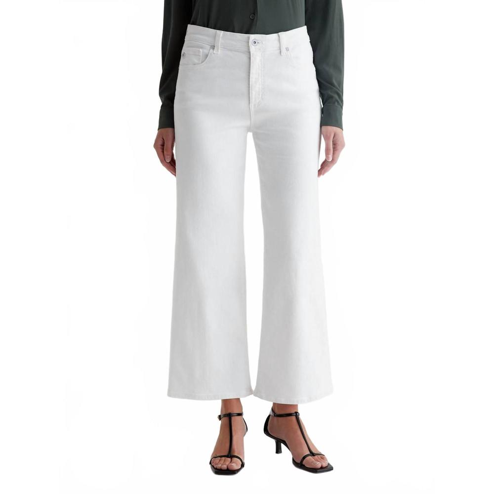 NEW AG JEANS saige mid rise ankle wide leg jeans in gallery white